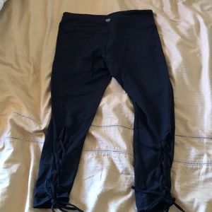 Black Yoga Pants with strappy calf detail M